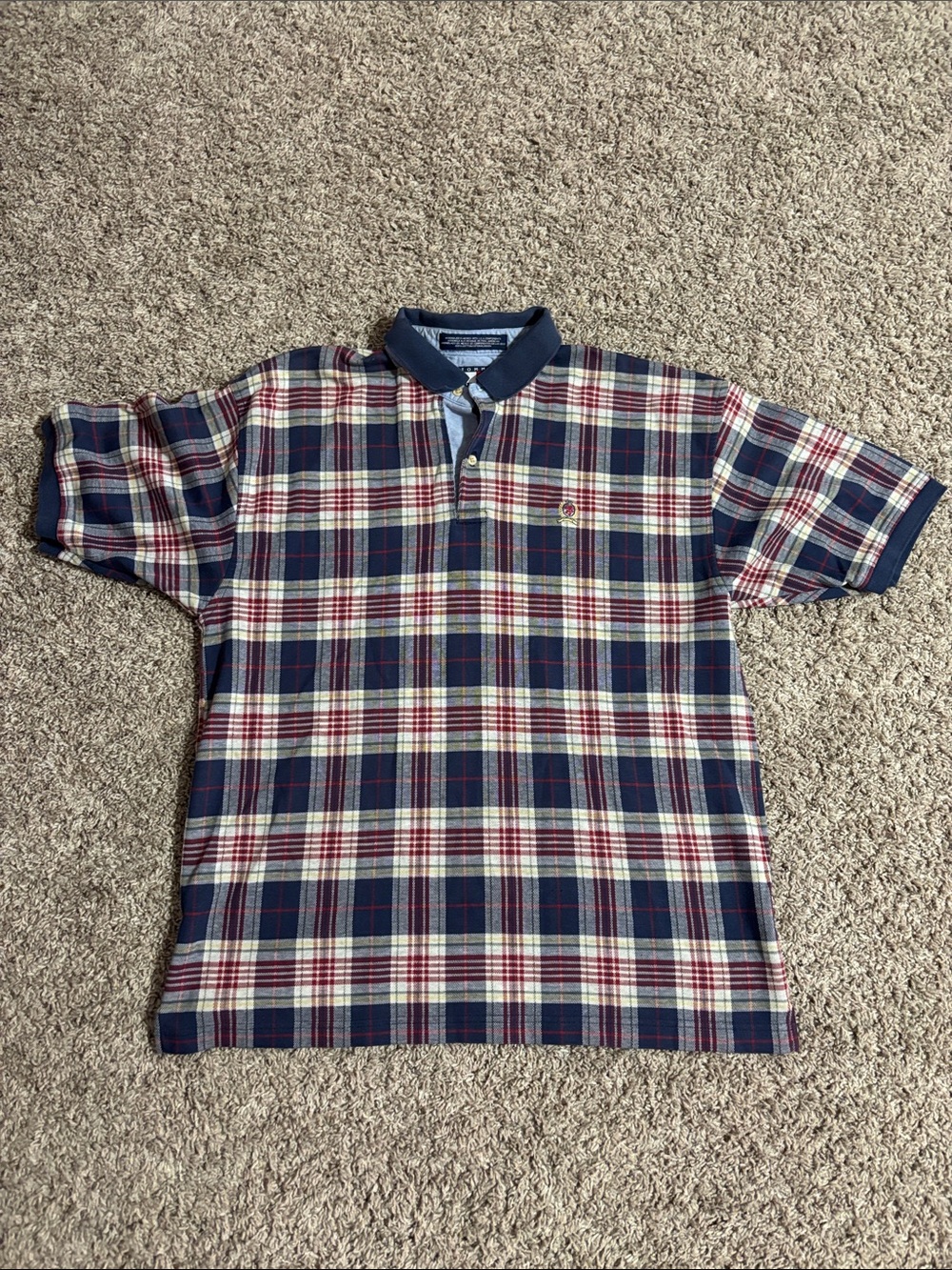 Tommy Hilfiger Navy, Red & White Plaid Polo